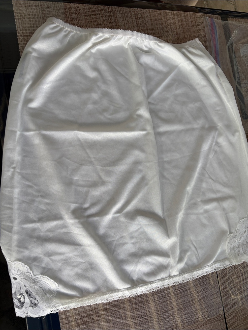 White mini slip skirt fits 6-10